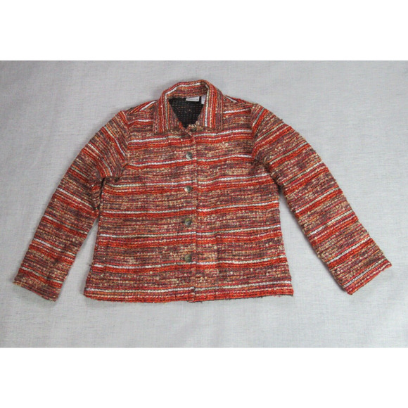 Chicos Blazer Jacket Womens Size 0 Multicolor Woven Button Up Work Retro Granny - Picture 1 of 9